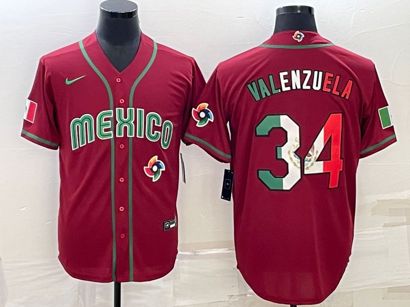 Men 2023 World Cub Mexico #34 Valenzuela Red Nike MLB Jersey9